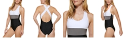 Calvin Klein Colorblocked Cross-Back One-Piece Swimsuit